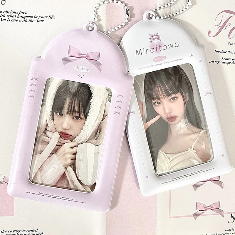 

Sweet Card Holders 3inch idol Photcards Protective Sleeves Kawaii Bow Cards Cover Bag Pendant School Stationery