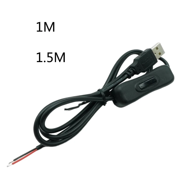 DIY 5V USB Jack 2Pin Power Charge Cable 1.5m Wire with Switch Replacement Charge Cable Cord with On Off Power Switch