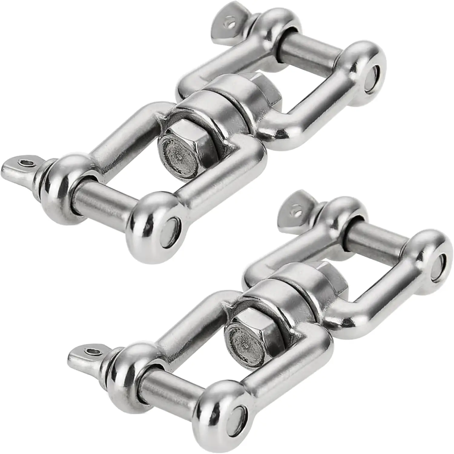 Marine Grade 316 Stainless Steel Double Shackle Swivel Jaw Anchor Chain Connector for Boat - 1/4