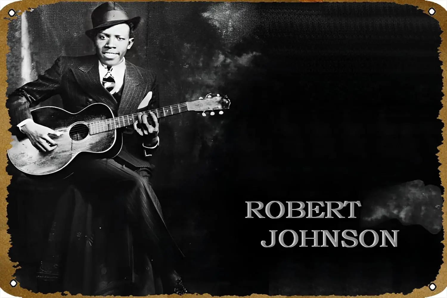 Guitar Legends Robert Johnson Musical Poster Bar Pub Cafe Wall Bathroo Karaoke Retro Metal Tin Sign Man Cave Decor Rock Band Art