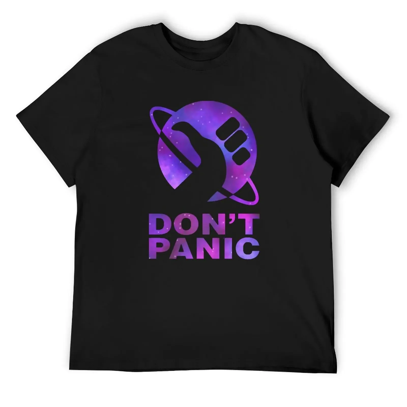 Don’t Panic Hitchhikers Quote T-Shirt tops cute tops graphic t shirt vintage sweat Men's cotton t-shirt