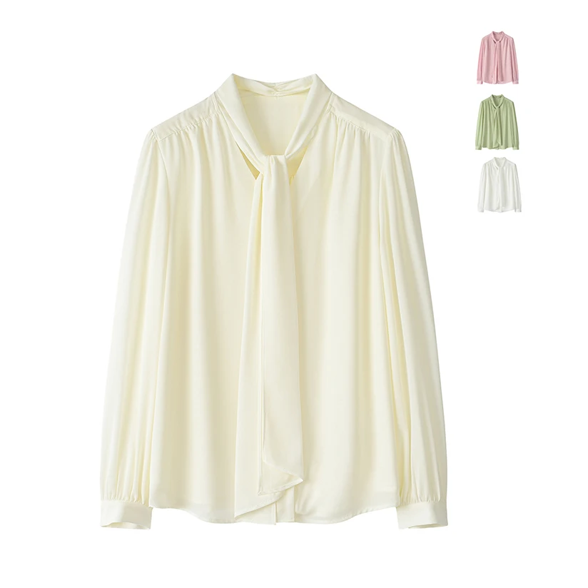 

Ele Women's irt Knot Sa Drapey Luxury High-End Faion Spring New Arrival Office Wear Straight Cut Long Sve