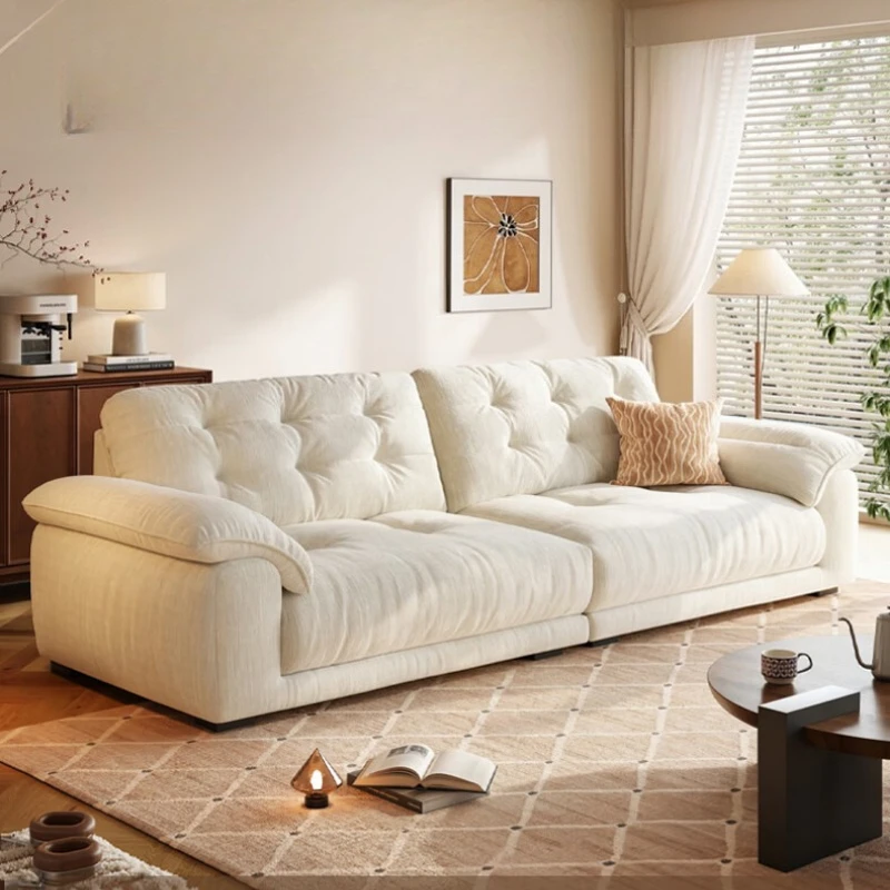 Small apartment can be fully dismantled and washed Chenier medieval cream wind straight row living room sofa