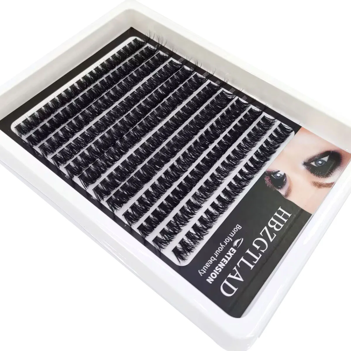 HBZGTLAD Neu 12 Reihen 60-200DMix 8D Flauschige Einzelwimpern-Cluster-Extensions für DIY-Wimpernverlängerung zu Hause, Cluster-Make-up-Wimpern – Detail 15