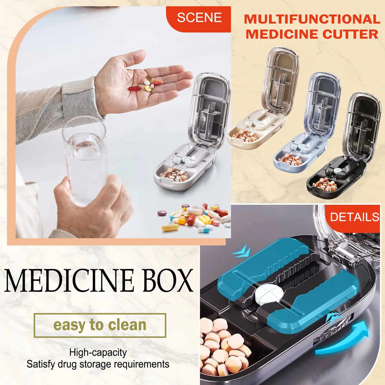 

Портативный мини-органайзер для таблеток на 4 отделения: еженедельный контейнер для лекарств и витаминов, герметичный футляр для путешествий