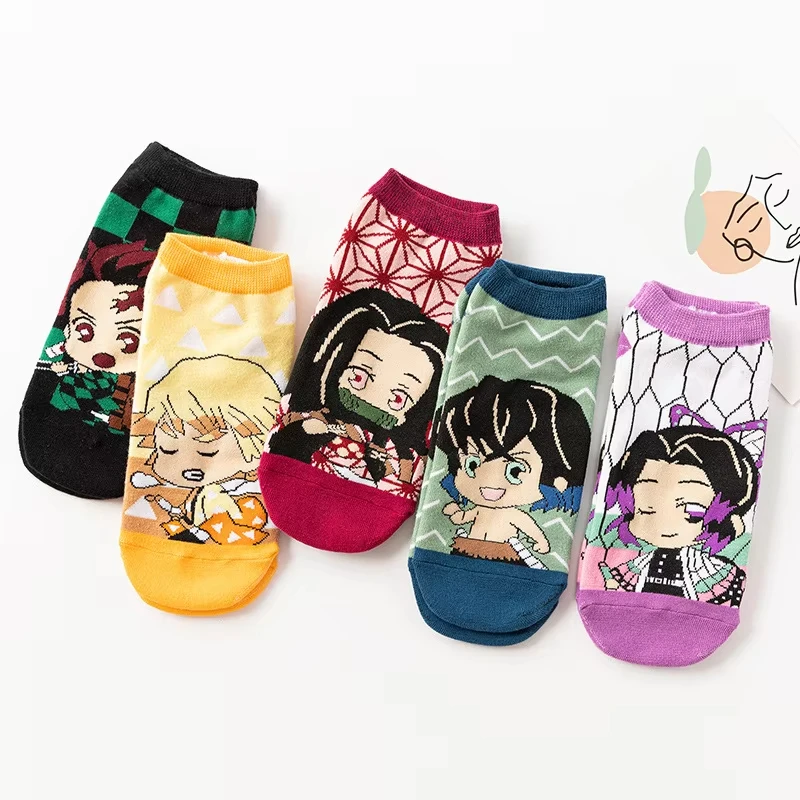 Anime Demon Slayer Kimetsu No Yaiba Sock Short Socks Cosplay Prop Cartoons Anime Kamado Tanjirou Kamado Nezuko Cotton Socks