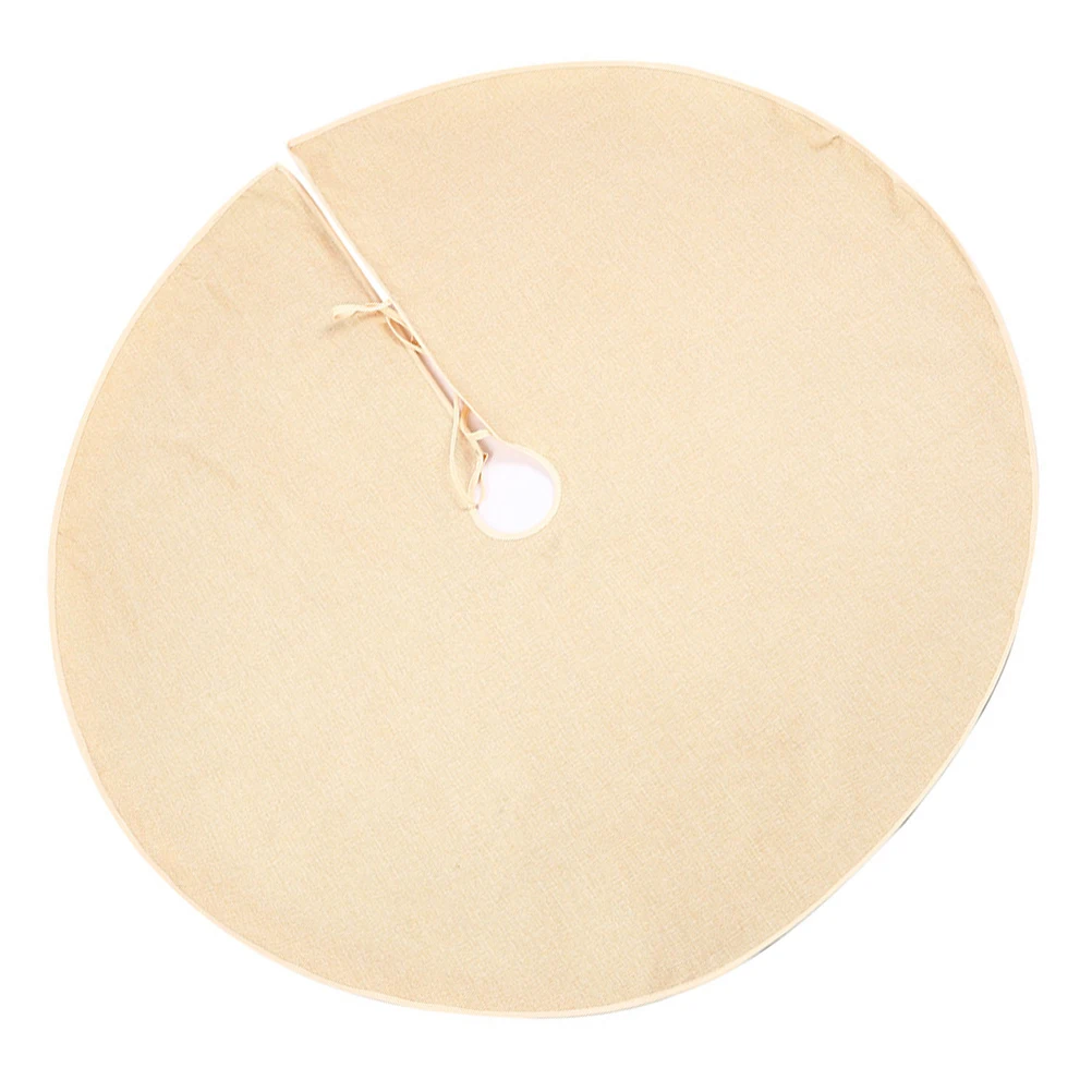 

48-Inch Beige Christmas Tree Skirt Fabric Decor For Home Hotel Party Tree Skirt Mat Festival Decoration