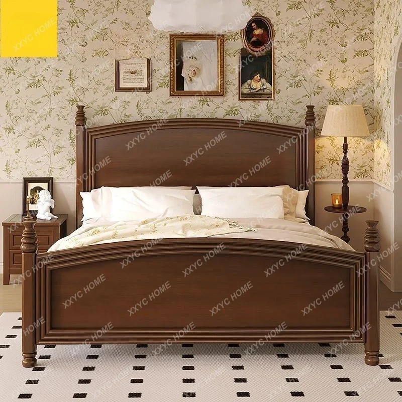 NN Mid-style solid wood bed, classic country style, 1.8 master bedroom, 1.5 double bed, simple with drawer storage