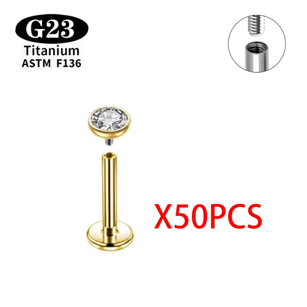 Großhandel 5/50/100 Stück ASTM F136 Titan Piercing Body Labret Nasenstecker Ohrring Tragus Helix Knorpel Conch Flatback Ohrläppchen