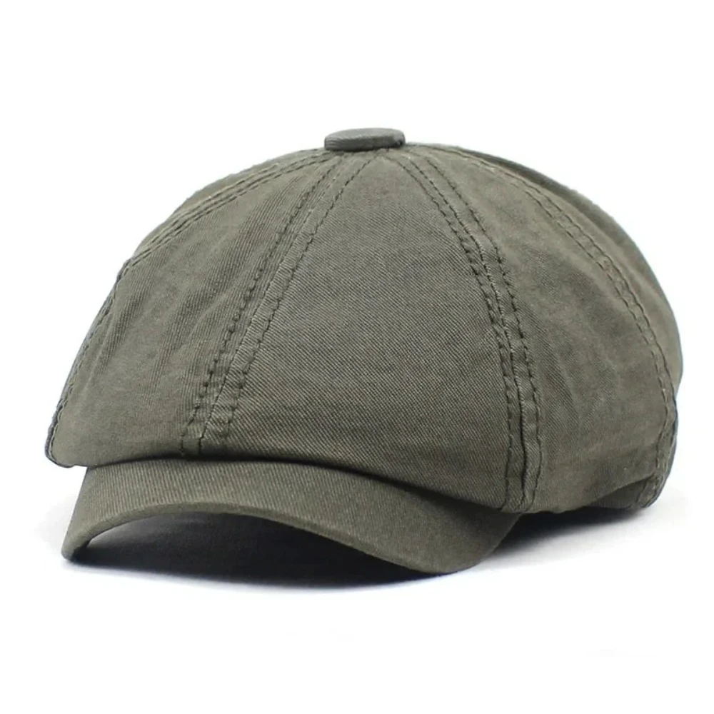

Green NEWSBOY Cap Men Cotton Solid Navy Hats Octagonal Hat Retro Men's Beret Casual Spring Autumn Vintage Flat Cap Elastic Green