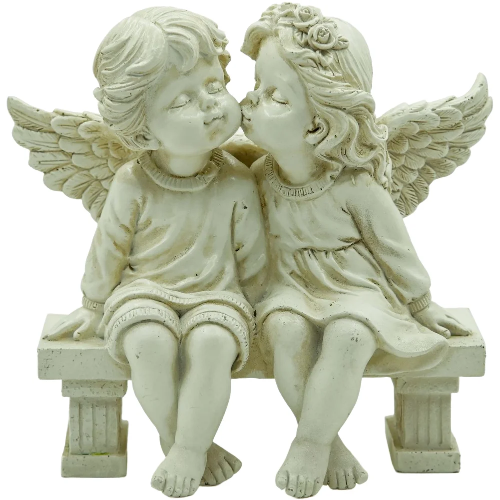 European Style Decor Piece Angel European Style Antique White Angel Statue Hand-Painted Details Lifelike Sculpting