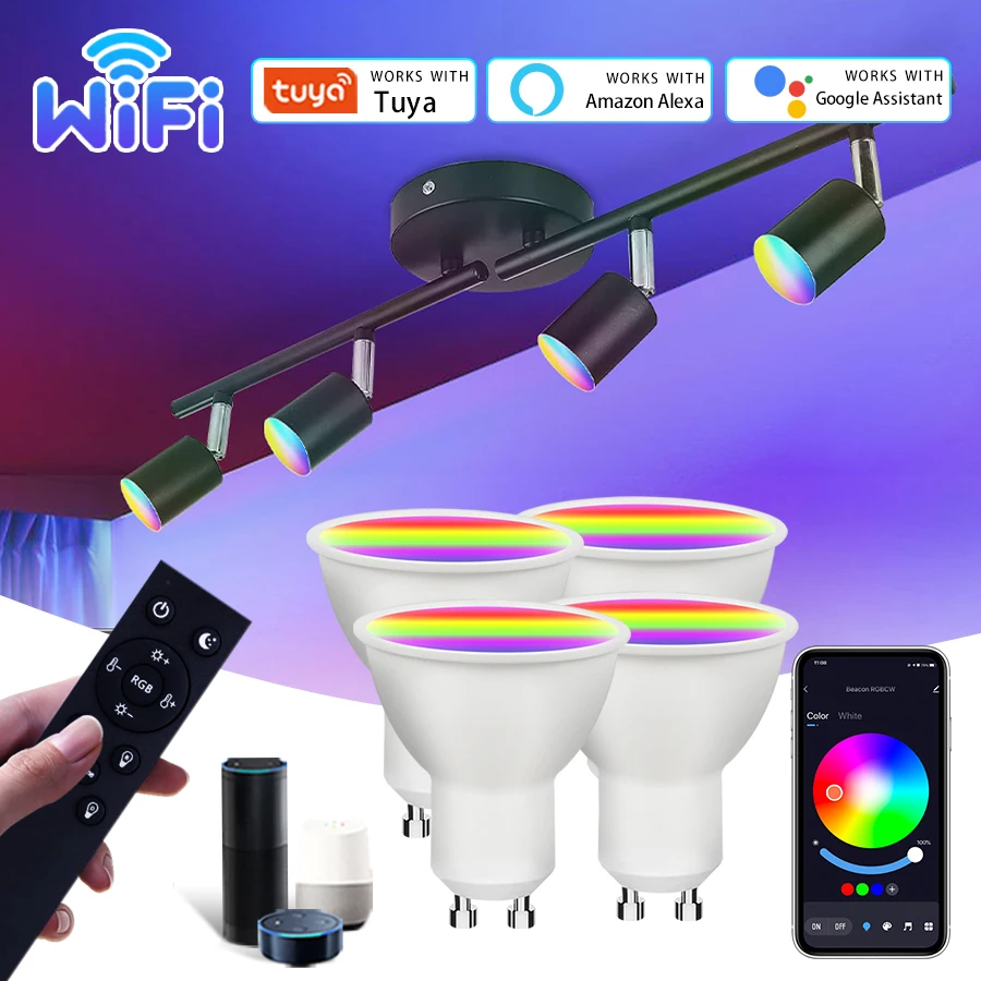 Wifi GU10 Led Bulb Tuya Smart Life 220V 110V RGB Spotlight for Can Ceiling Track Light Alexa Google Home SmartThings Kitchen Bar