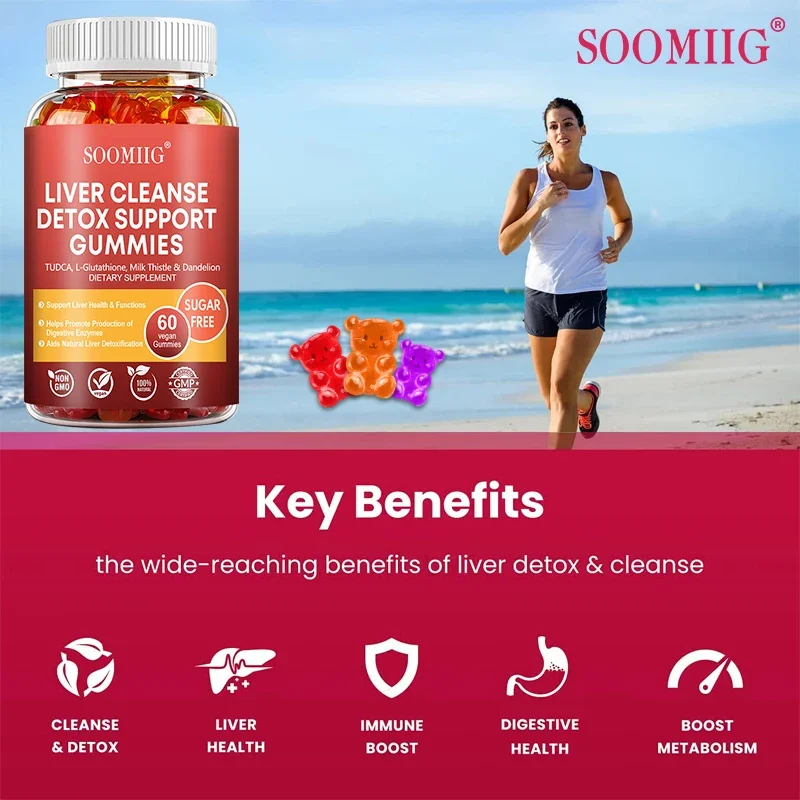 SOOMIIG Liver Cleanse Detox Gummies + Liver Nutrients with Milk Thistle Extract To Help Cleanse, Detoxify and Purify The Liver