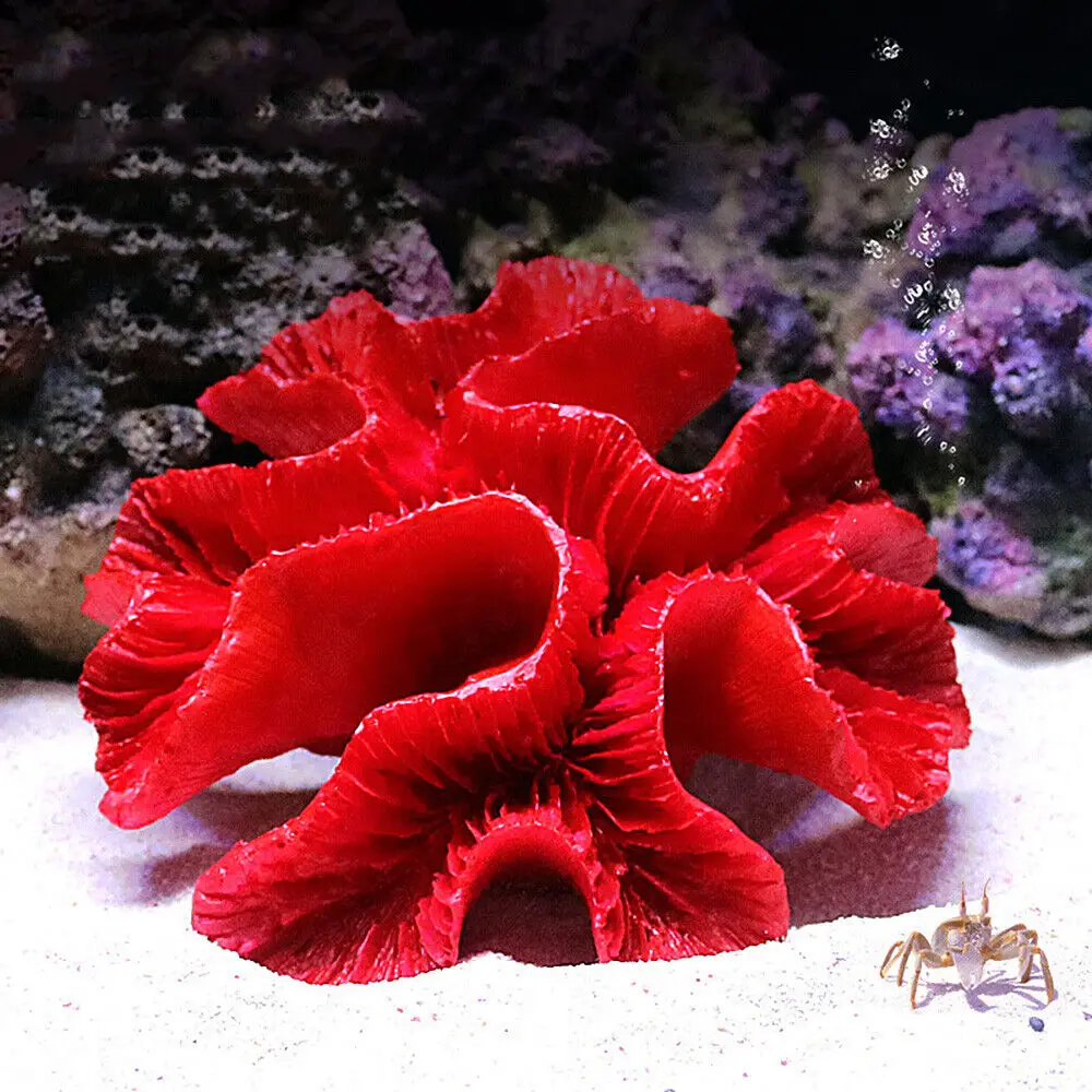 Artificial Red Coral Reef Aquarium Ornament Fish Tank Resin Landscaping Scenery