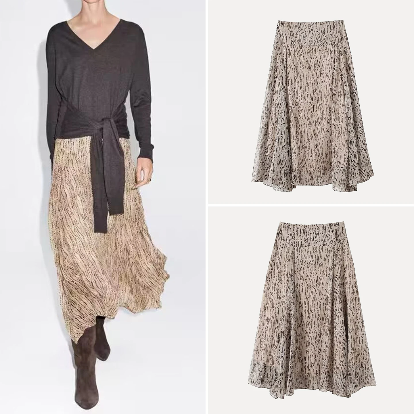 

Модная юбка миди с асимметричным подолом и принтом, женская, осень 2025, повседневная, Z Brand