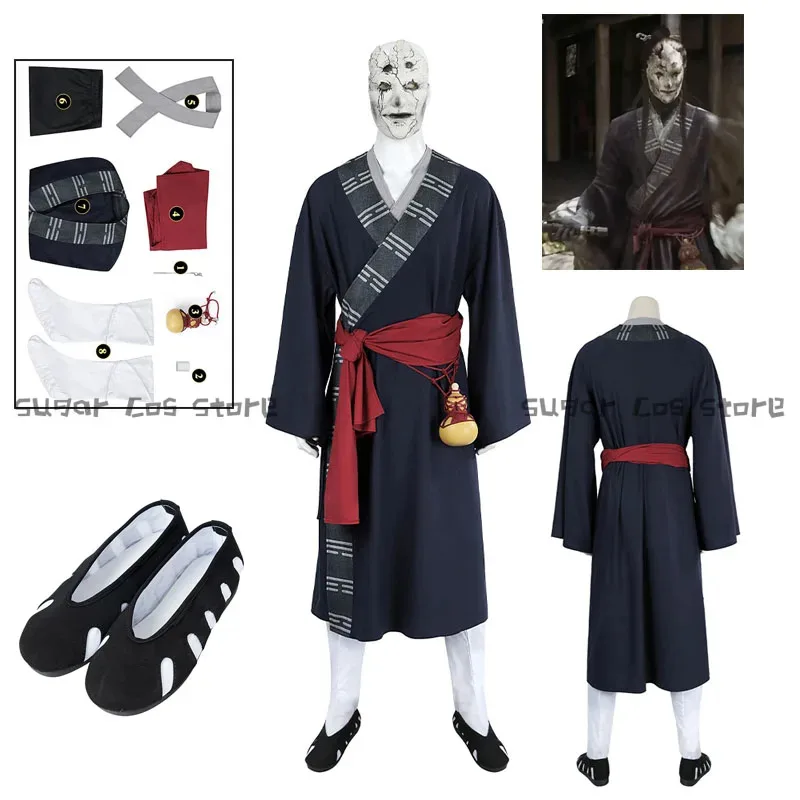 게임 블랙 미스틱 우쿵 미 코스프레 의상 미 도교 마스크 신발 풀세트 할로윈 카니발 파티 여성 남성 의상 소품x;8'm6,