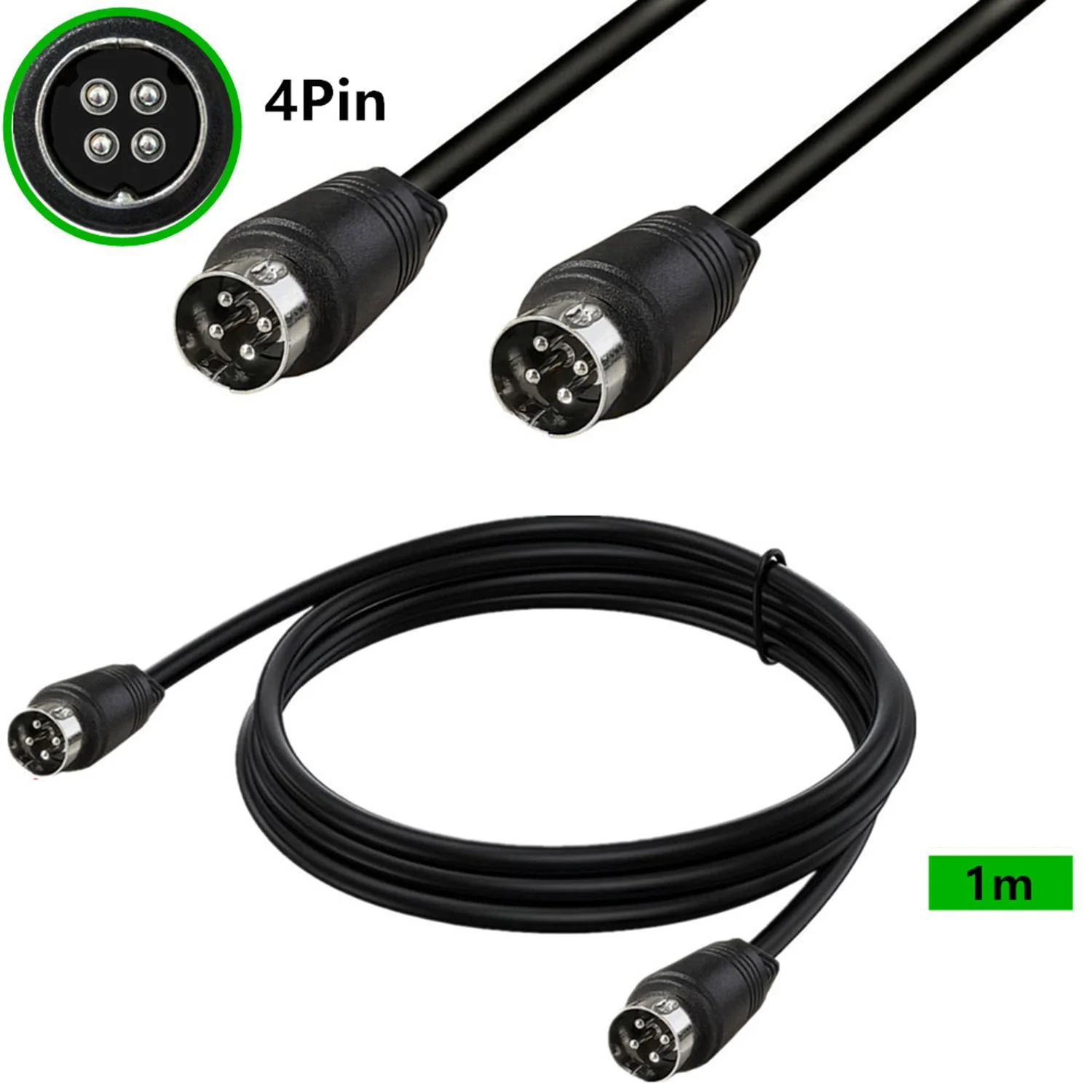 1pc MD DIN 4 Pin Cable Male to Male Power AC/DC Audio for R1700BTR1600TIII Speaker Lossless Sound Wire Connector Cord