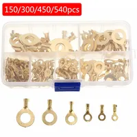 150/300/450/540pcs M3/M4/M5/M6/M8/M10 Ring Lugs Eyes Copper Crimp Terminals Cable Lug Non-Insulated Ring Lugs Wire Connector