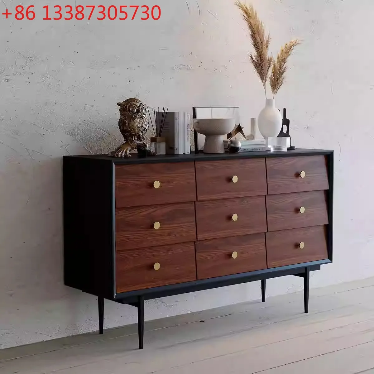 

Скандинавский комод из массива дерева, ретро-шкаф для хранения, прикроватный шкаф для гостиной и спальни