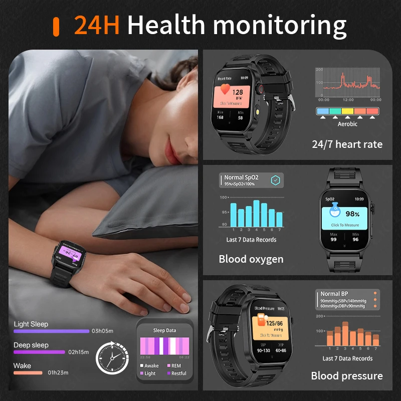 LIGE Smart Watch Men Sports Health Monitor Bluetooth Call Smart Watches For Men Outdoor Waterproof LED Flashlight Smartwatch