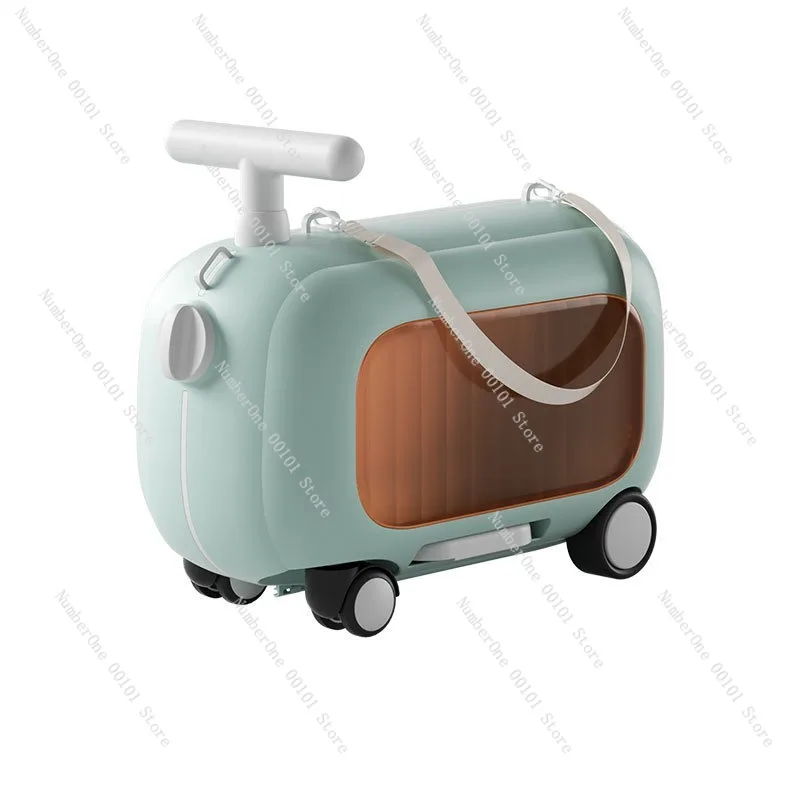 Portable Ride On Kids Luggage Suitcase 2 in 1 Children Travel Trolley Case Carry On Cabin Approved Lightweight Sitable Pull Cart