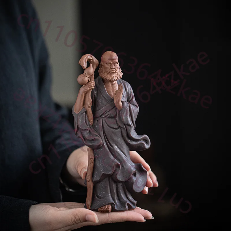 

Ceramic Dharma Sculpture Statue, Lndian Buddhist Figures Home Room, Office, Feng Shui Decoration Statue 7.4 In