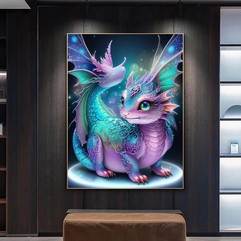 5D DIY Cartoon Colorful Dinosaur Diamond Painting Animal Baby Dragon Cross Stitch Kits  Home Decor Handmade Diamond Mosaic Art