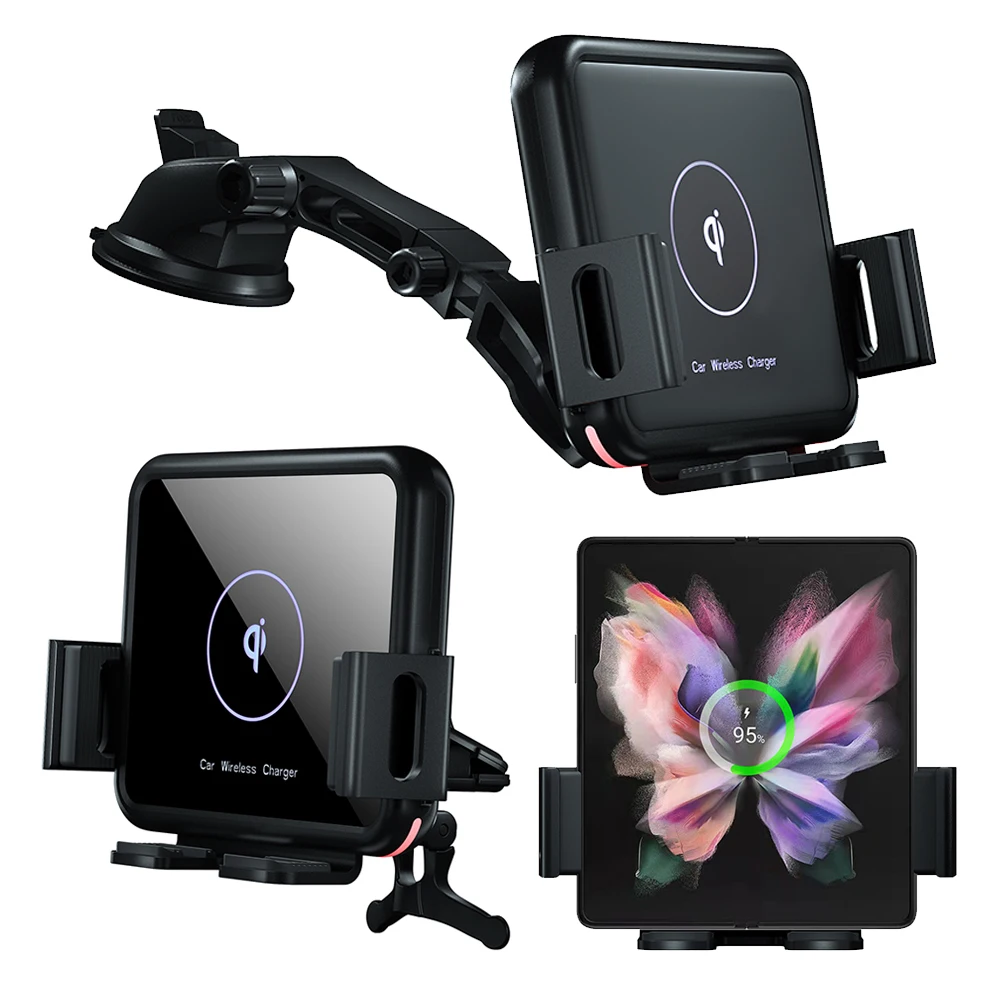 

Auto Clamp Wireless Car Charger Mount 20W Fast Charging Car Air Vent Dashboard Phone Holder For Samsung Galaxy Z Fold 4 3 2 S22