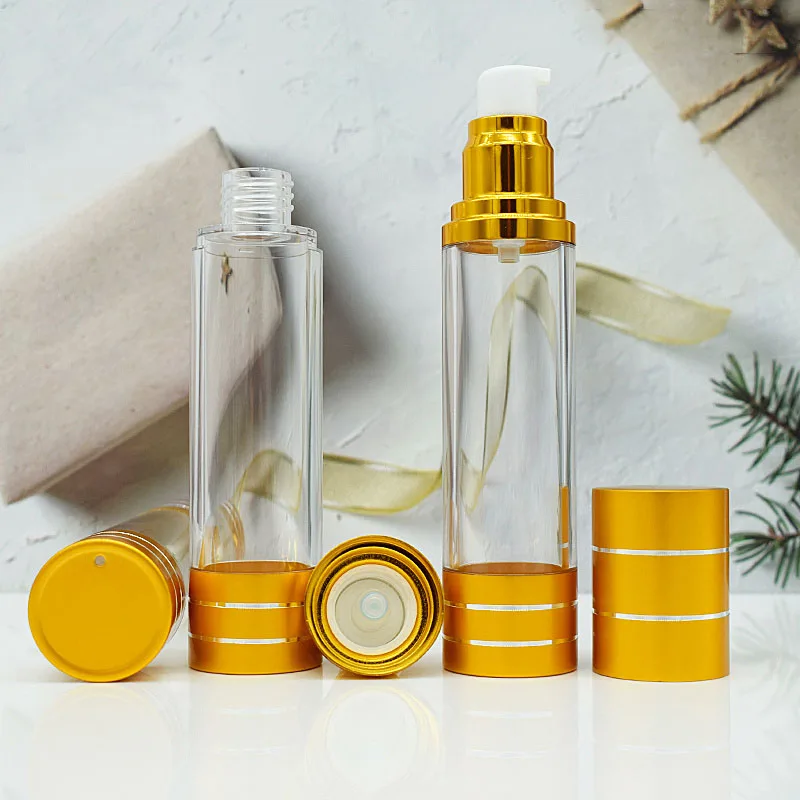 50 ml mattgoldene Airless-Flaschenschneidlinie für Lotion, Emulsion, Serum, flüssige Grundierung, Aufhellung, Essenz, Erholungskomplex