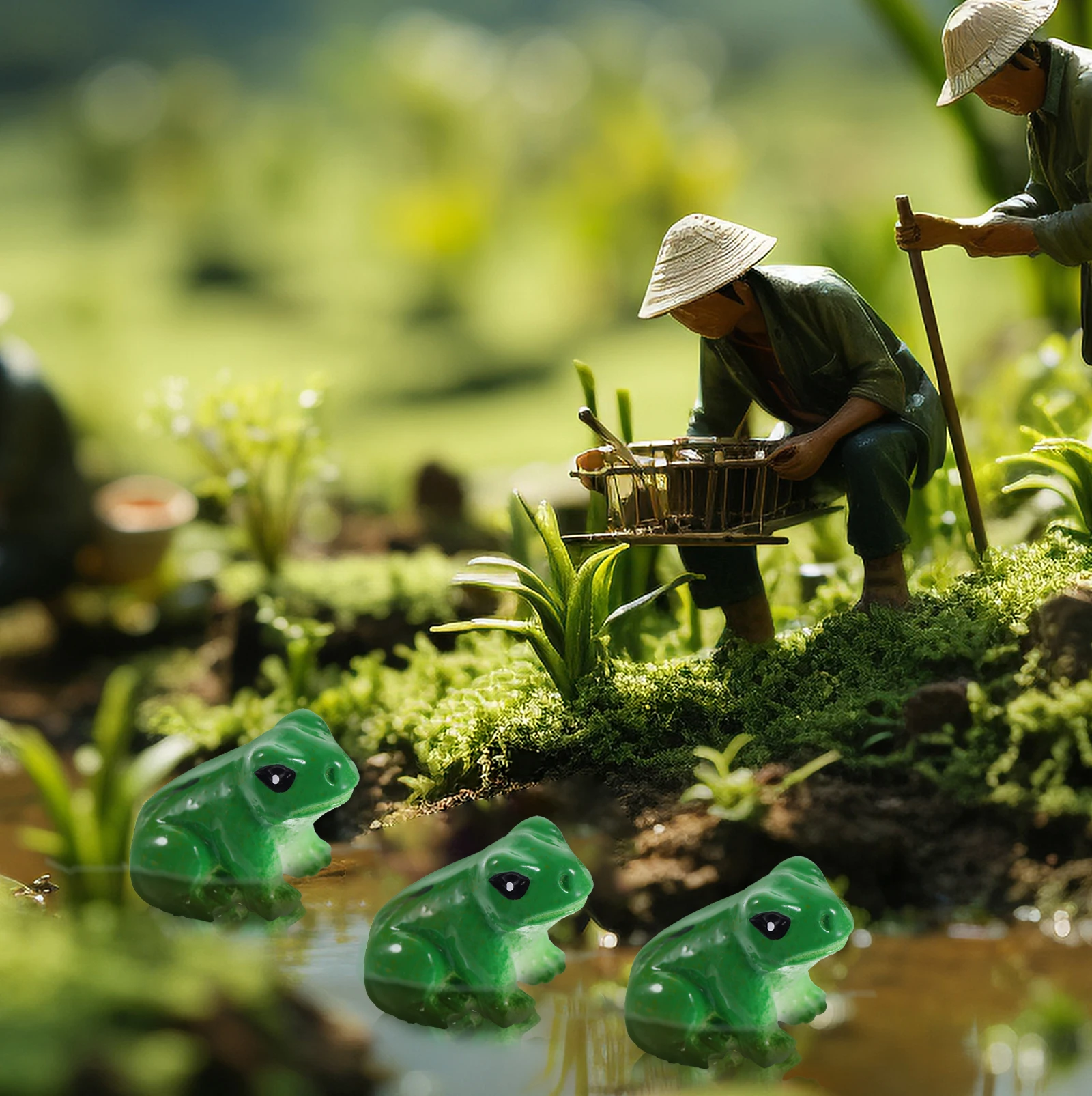 

1Set Frog Lotus Art Decor Resin Material Outdoor Yard Garden Adornment Miniatures Frog Ornament Lotus Ornaments