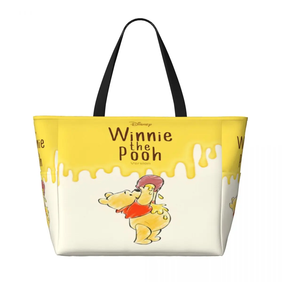 Custom Winnie The Pooh Groceries Shopping Tote Bags Women Large Capacity Gym Beach Travel Bags