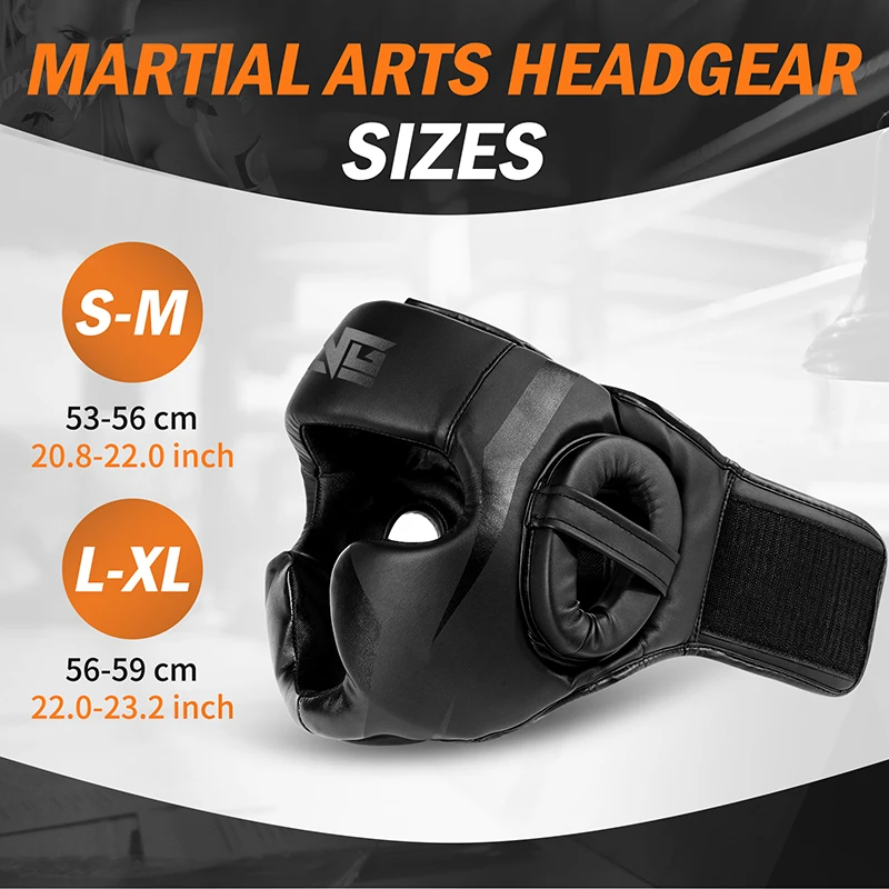 FIVING Full-Covered Boxing Helmet Muay Thai PU Leather Training Sparring Boxing Headgear Gym Equipment Taekwondo Head Guard