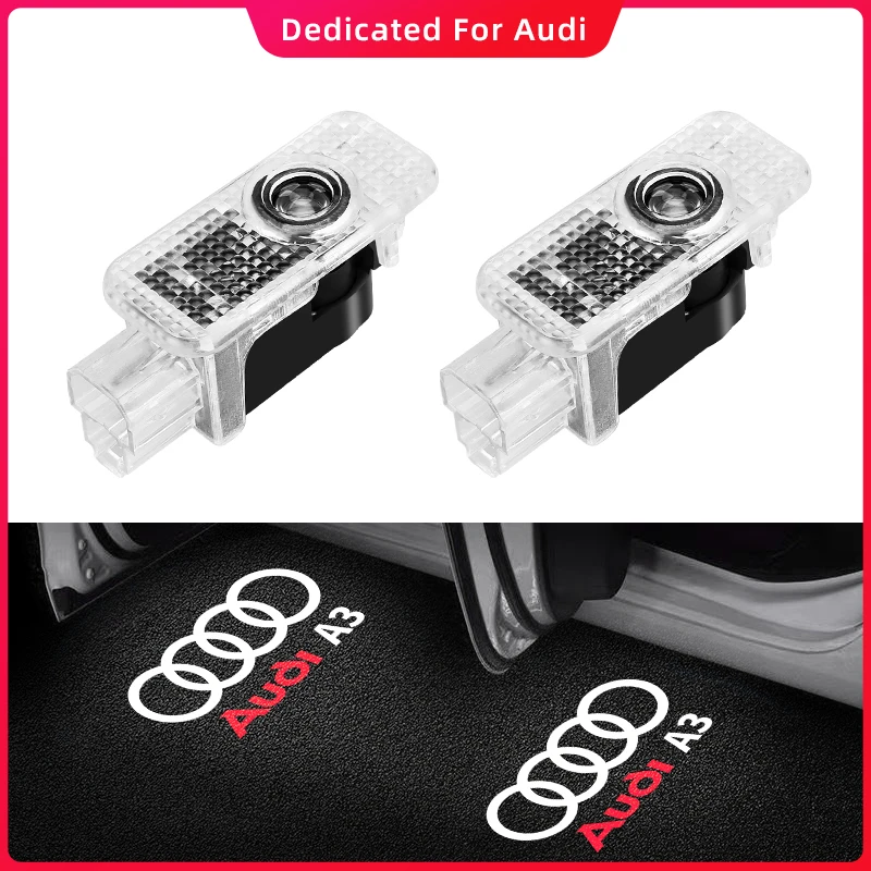 2Pcs LED for Audi A1 A3 A4 A4L A5 A6 A7 A8 Q3 Q5 Q7 Q8 R8 E-tron TT Logo Car Door Welcome Courtesy Projector Ghost Shadow Lights