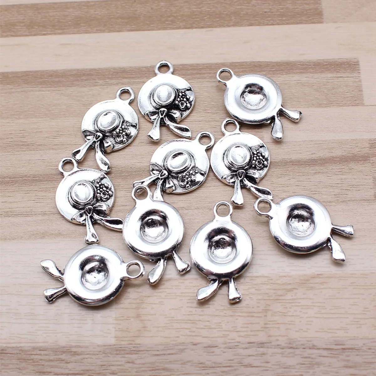 IFOCUS 10pcs/Lot Bow Women'S Hat Charms For DIY Jewelry Making Zinc Alloy 16x26mm/0.63x1.02inch