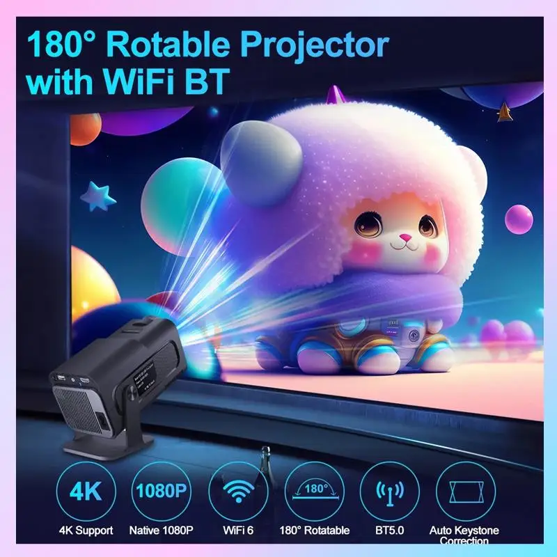 

AB25-4K Wireless Wifi Projector Mini Projetor Android 11 390ANSI Dual Wifi6 BT5.0 5G 1920X1080p Cinema Projetor HY300-UK Plug