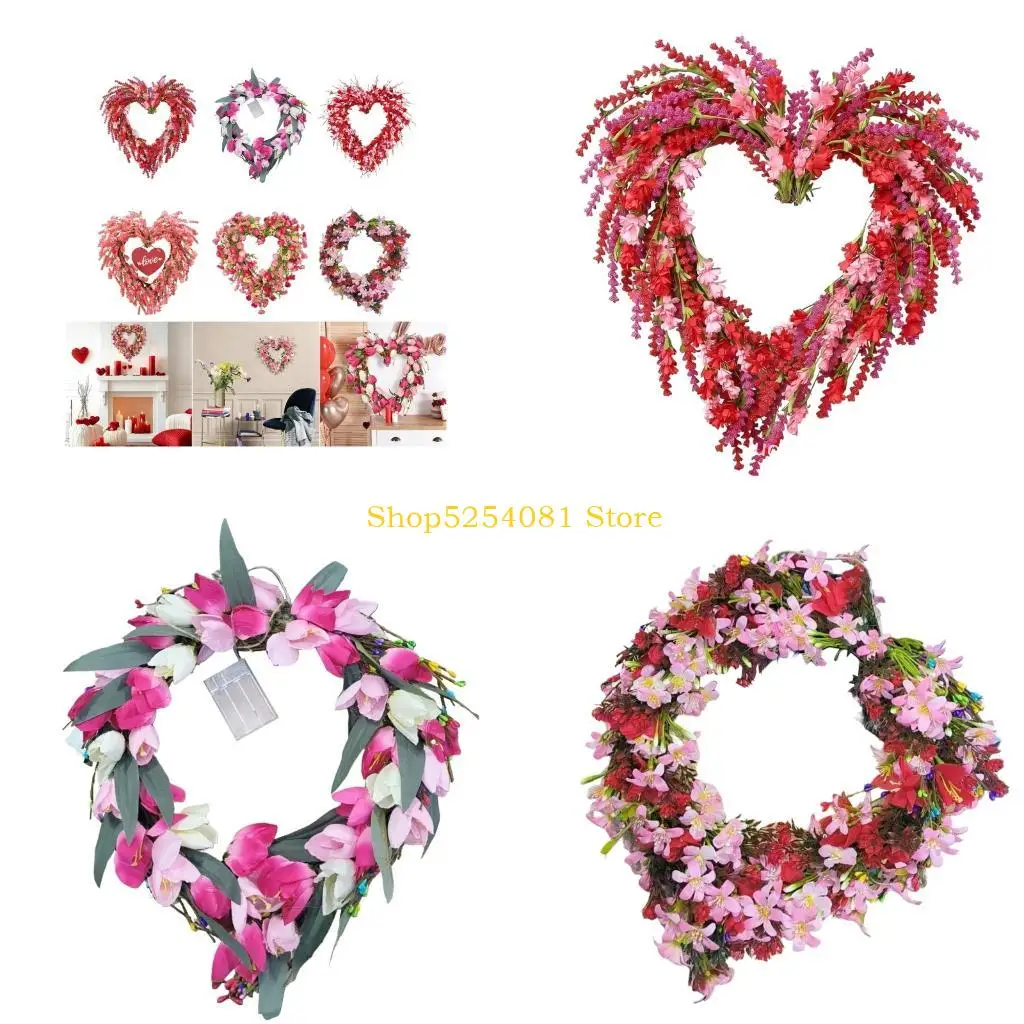 

AXYC Прочный пластиковый и ротанговый венок из тюльпанов, давние подвесные декорации ко Дню святого Валентина