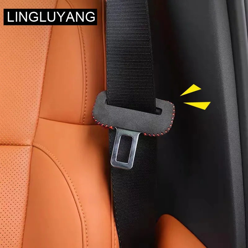 Suede Car Safety Belt Buckle Covers For Chevrolet Cruze Epica Lova Camaro For Opel Vauxhall Insignia Astra Mokka For Buick