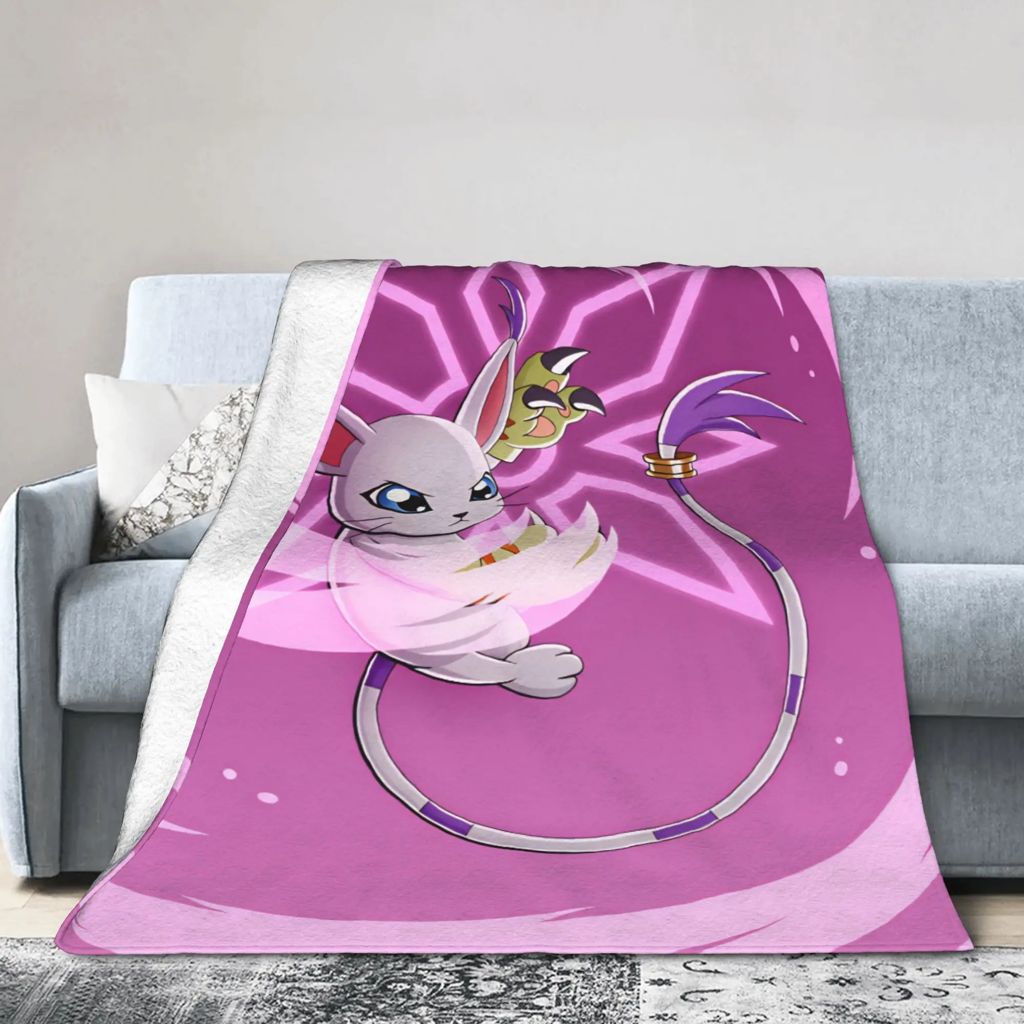 Digimons Flannel Blankets Spring  Soft Throw Blanket for Boy Girl Couch Chair Funny Bedspread Sofa Bed Cover