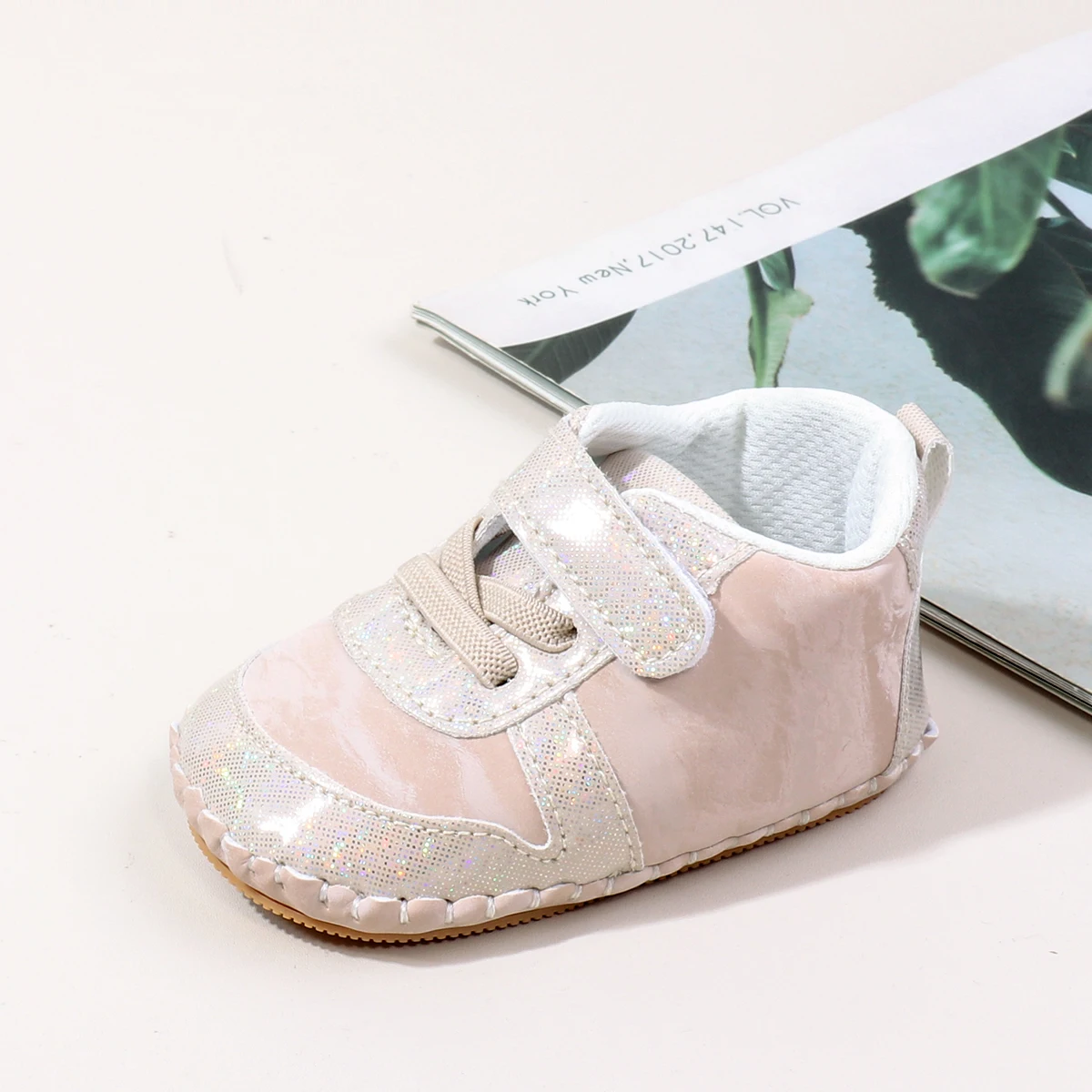 

Baby Boys Girls Sneakers Newborn Infants Solid Color Non-Slip First Walking Soft Sole PU Shoes for Daily Home Casual Shoes