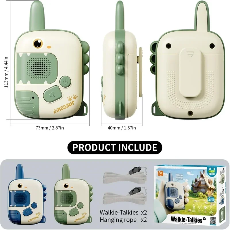 2-teiliges Dinosaurier-Walkie-Talkie für Kinder, Radio, Cartoon-Handy für Kinder, Kontaktgerät, kabelloses Spiele-Spielzeug für drinnen und draußen