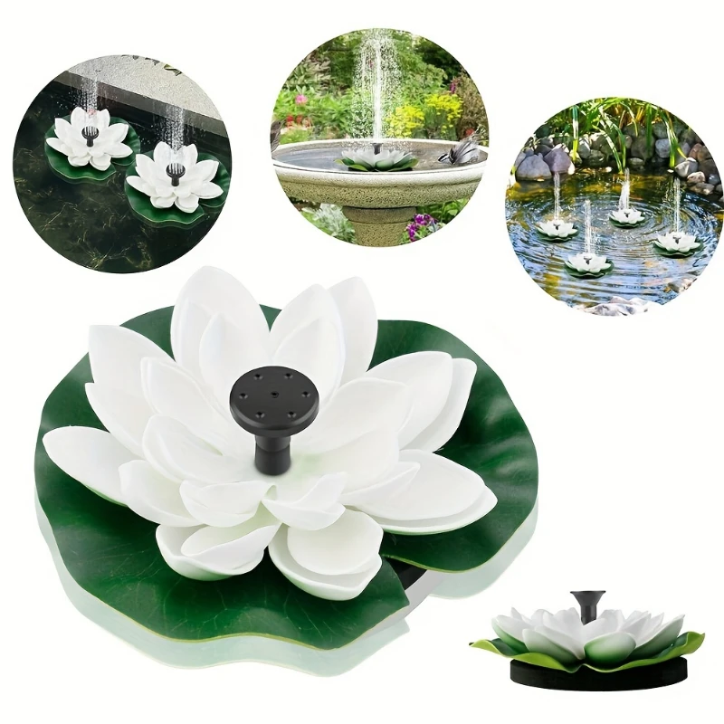 Pompe de fontaine de lotus solaire 1.2W, fontaine solaire de lotus DIY, adaptée au bain d'oiseaux de jardin, décoration d'étang, caractéristiques d'eau