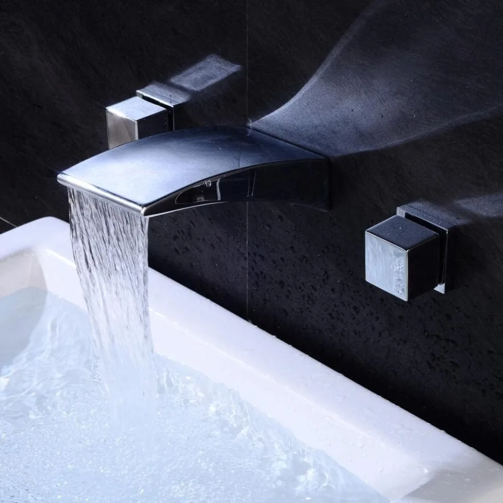 

Настенный смеситель для раковины с двойной ручкой и изливом-водопад, отделка LT-401