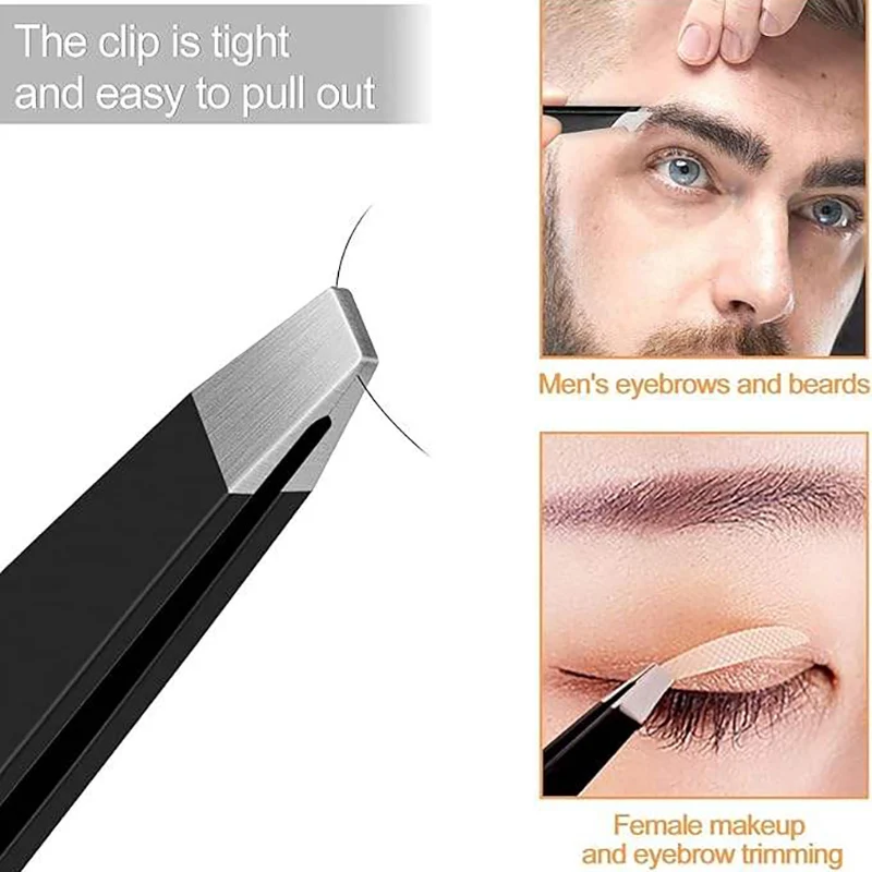 Ouriner Eyebrow Tweezer Colorful Hair Beauty Fine Hairs Puller Stainless Steel Slanted Eye Brow Clips Removal Makeup Tools