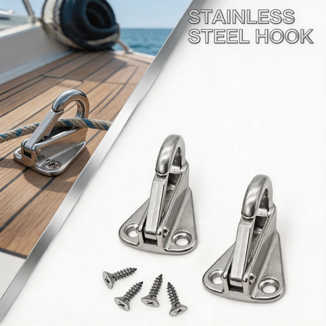 1/2/4PCS Spring Hook Stainless Steel Spring Snap Fending Hook Fender Hook Snap Attach Rope For Marine Hardware Boat Accessories