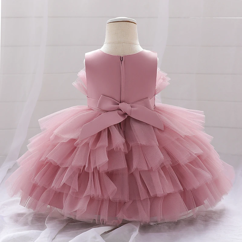 Summer Fluffy First 1st Birthday Dress For Baby Girl Clothes Baptism Lace Princess Dress Girls Dresses Party Tutu Gown 0-3Y