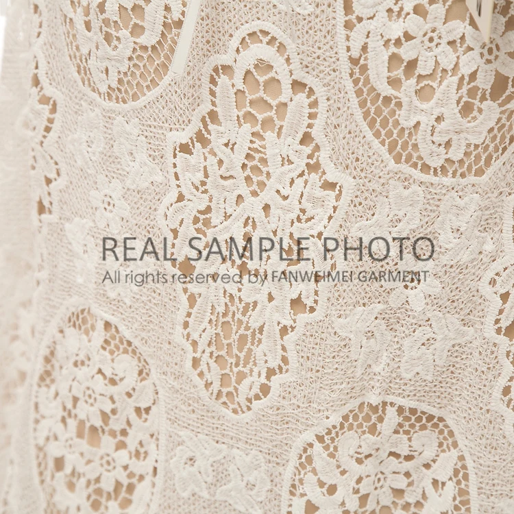 Fabbrica di Champagne bohémien Boho Vintage abito da sposa in pizzo foto reale