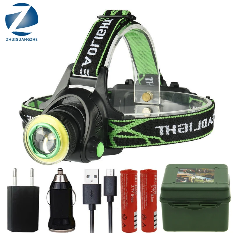 XM-L T6 Led Headlamp Torch Lamp Portable Light for Camping Bulbs Sensor Headlight COB Micro USB Rechargeable Head Flashlight z23