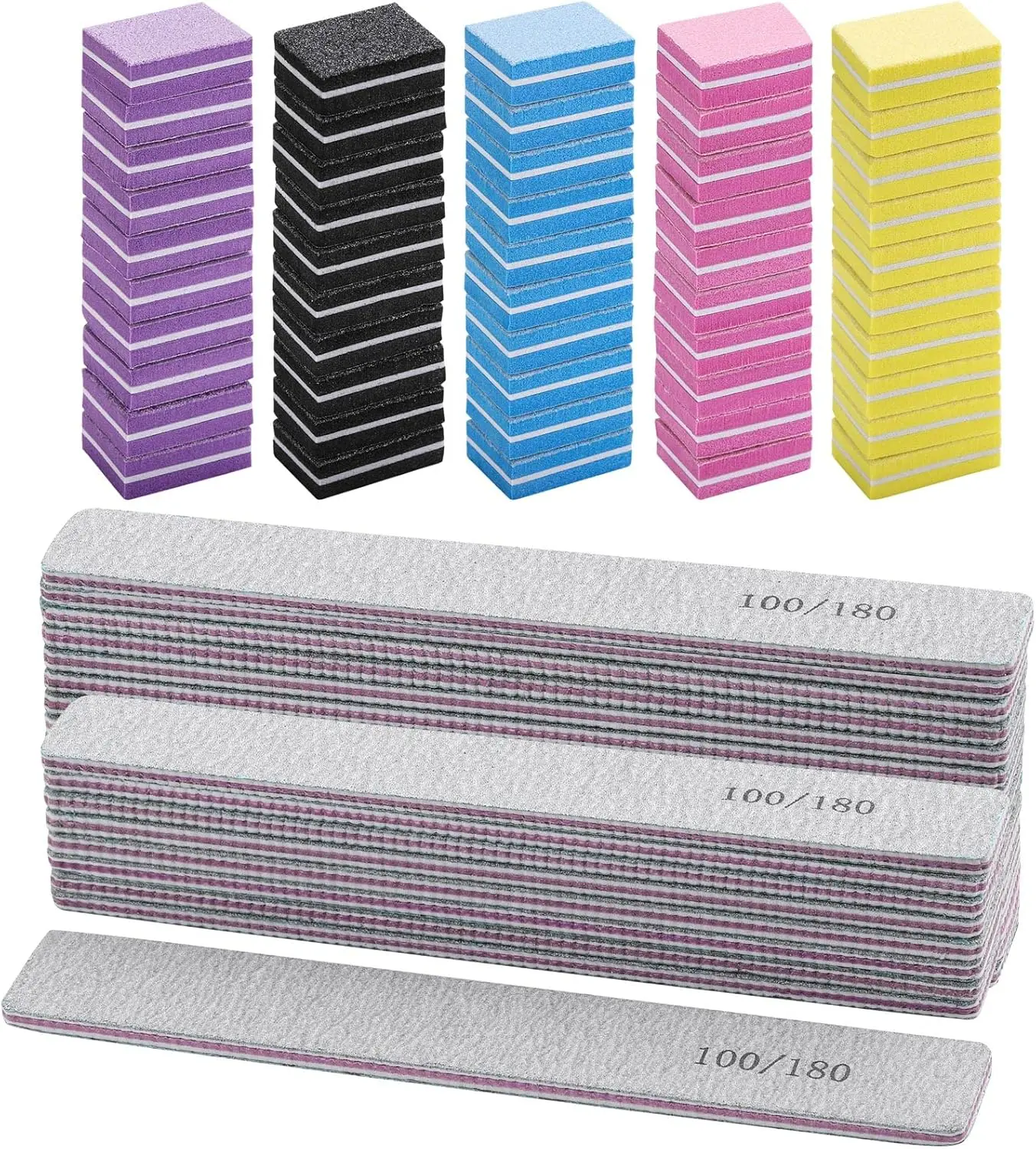 

25 Pcs Nail Files and 50 Pcs Buffer Blocks, Double-Sided Emery Boards for Acrylic Nails, 100/180 Grit