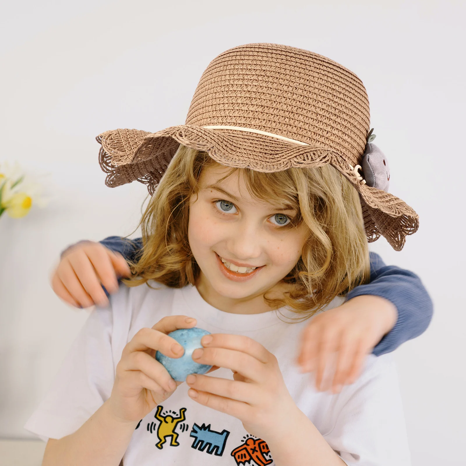 

Baby Girls Straw Hat and Tote Bag Set Sun Shielding Breathable Material Perfect for Holiday Beach Outings Kids Straw Hat