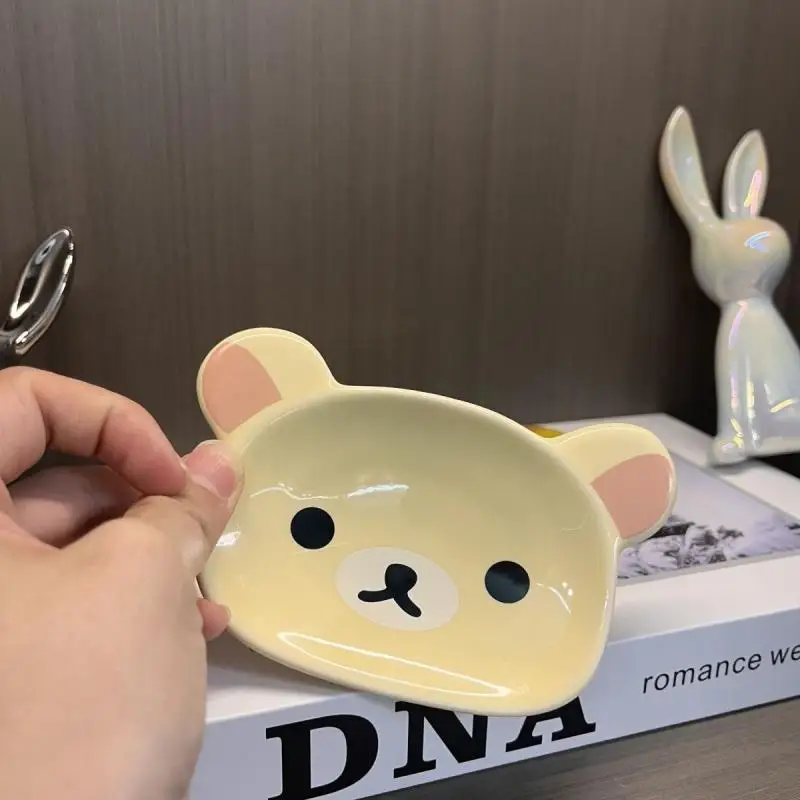 Kartun Lucu Rilakkuma Rumah Saus Hidangan Bumbu Keramik Piring Kecil Mini Penyedap Mencelupkan Nampan Perlengkapan Meja Hadiah Peralatan Makan